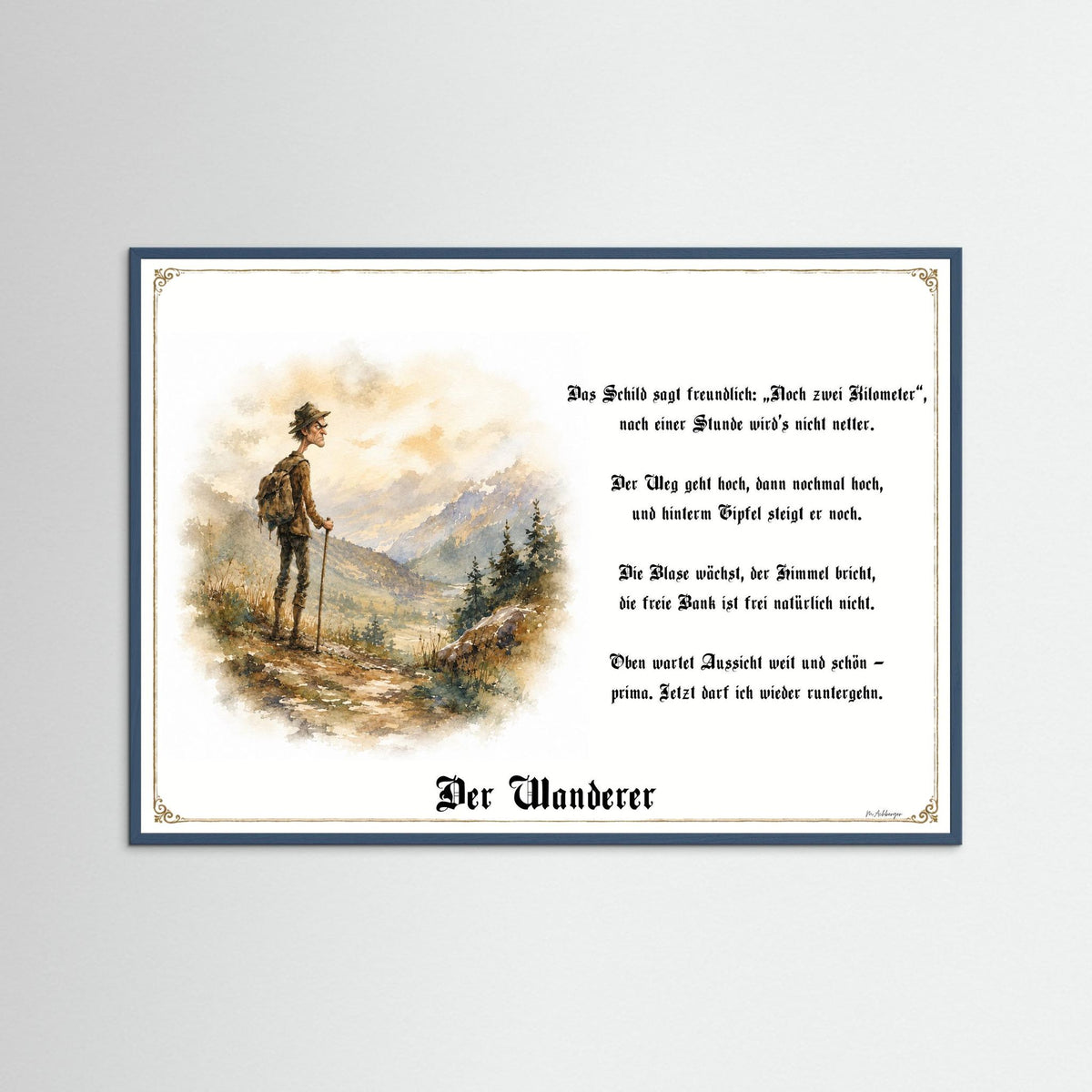 Zunftbild Der Wanderfreund-Griesgram – Beispielansicht des Kunstdrucks
