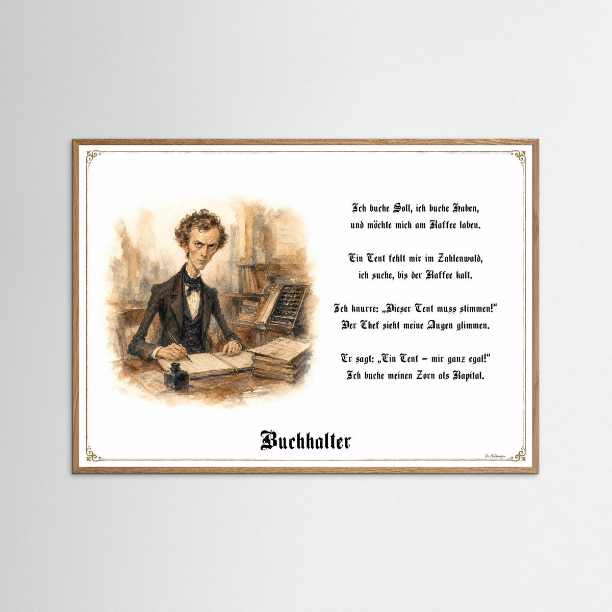 Zunftbild Der Buchhalter-Griesgram – Beispielansicht des Kunstdrucks