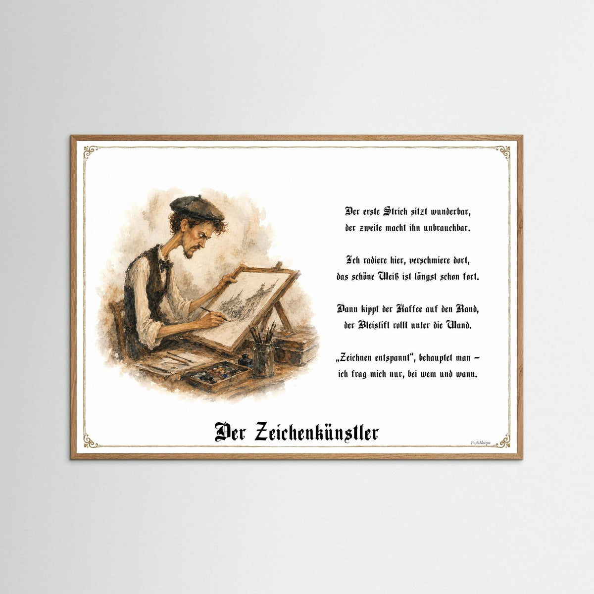 Zunftbild Der Zeichenkünstler-Griesgram – Beispielansicht des Kunstdrucks