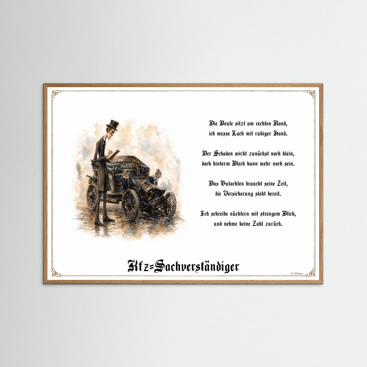 Zunftbild Der Kfz-Sachverständige-Griesgram – Beispielansicht des Kunstdrucks