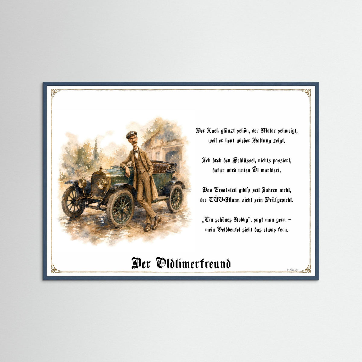 Zunftbild Der Oldtimerfreund-Griesgram – Beispielansicht des Kunstdrucks