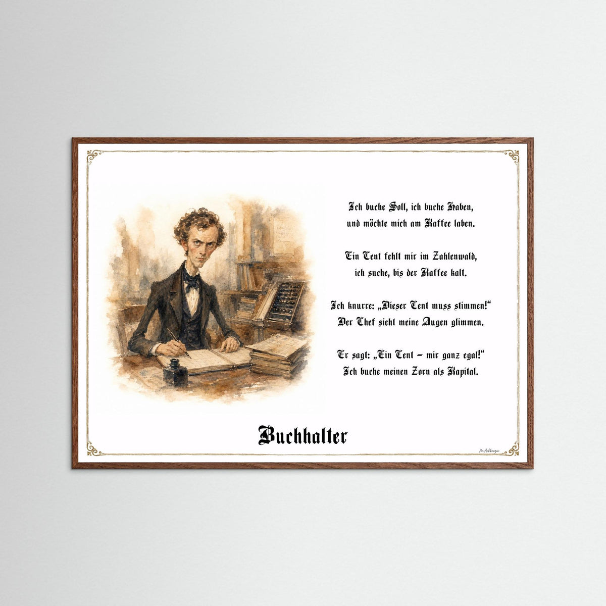 Zunftbild Der Buchhalter-Griesgram – Beispielansicht des Kunstdrucks