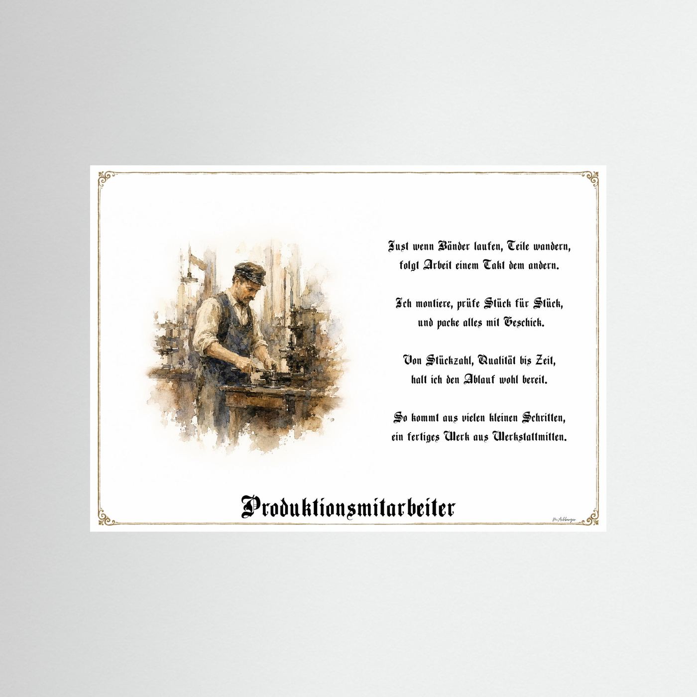 Zunftbild Produktionsmitarbeiter als Fine-Art-Kunstdruck ohne Rahmen