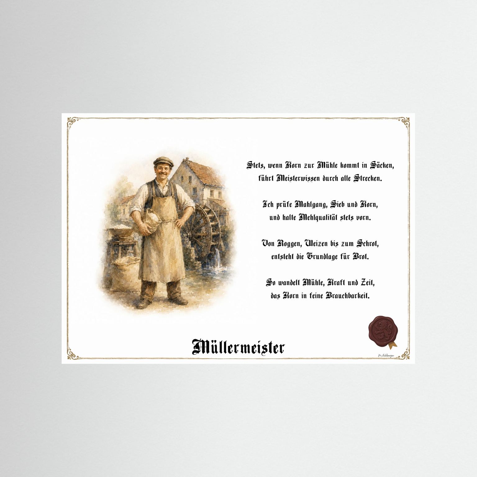 Zunftbild Müllermeister als Fine-Art-Kunstdruck ohne Rahmen