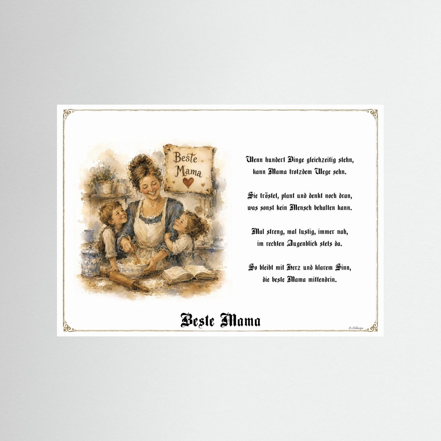 Beste Mama Kunstdruck als Geschenk ohne Rahmen