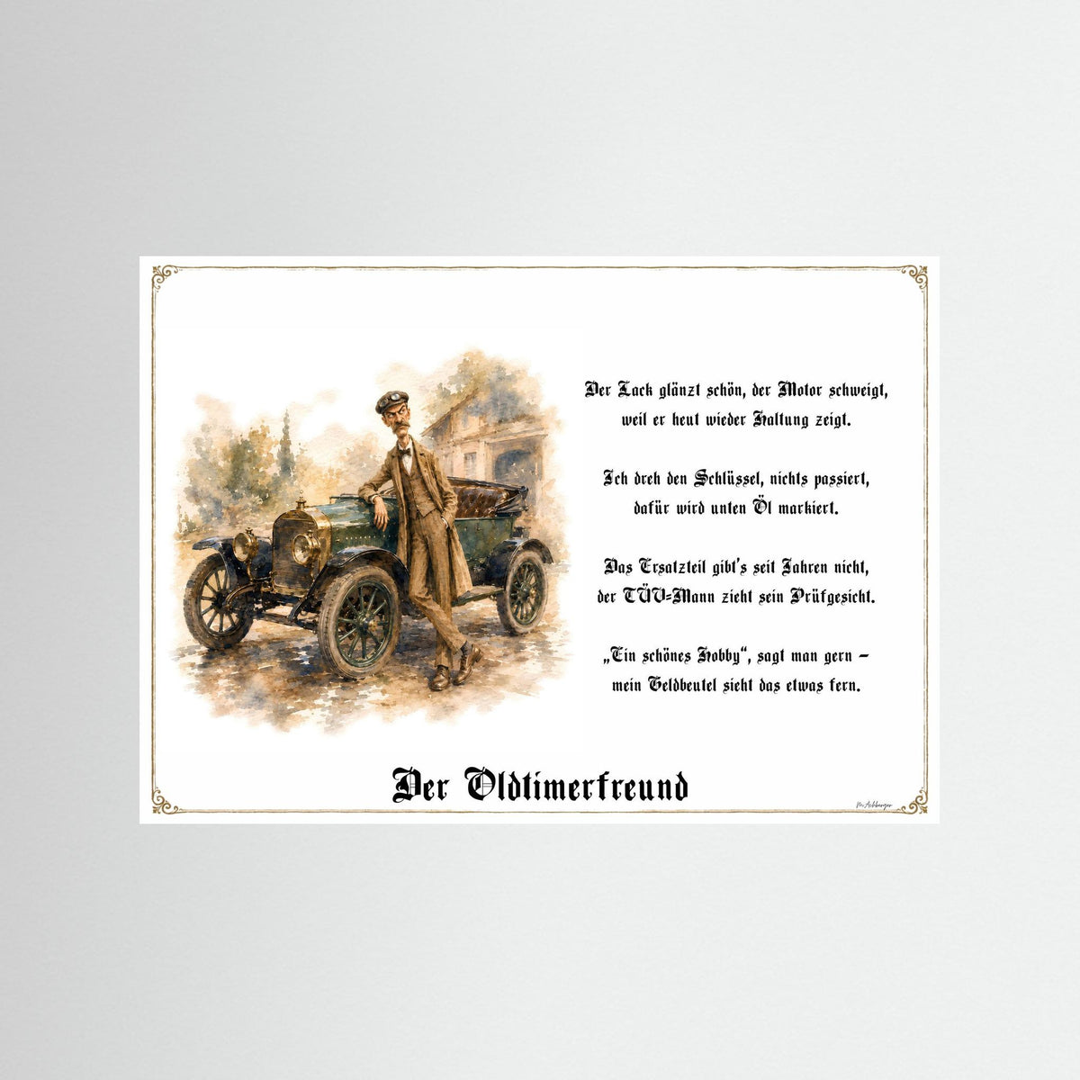 Zunftbild Der Oldtimerfreund-Griesgram – Beispielansicht des Kunstdrucks