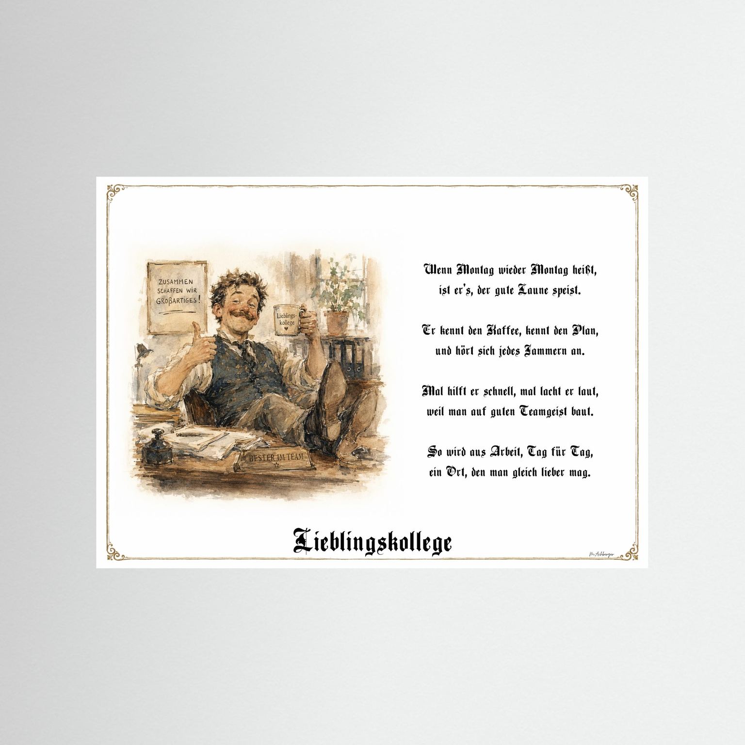 Lieblingskollege Kunstdruck als Geschenk ohne Rahmen