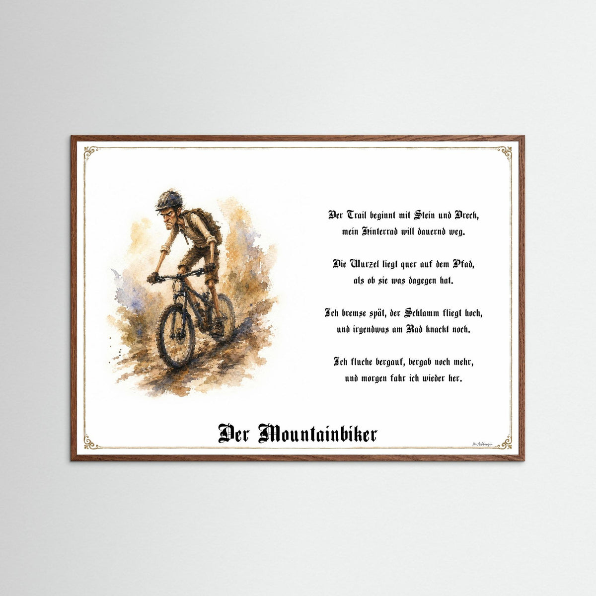 Zunftbild Der Mountainbiker-Griesgram – Beispielansicht des Kunstdrucks