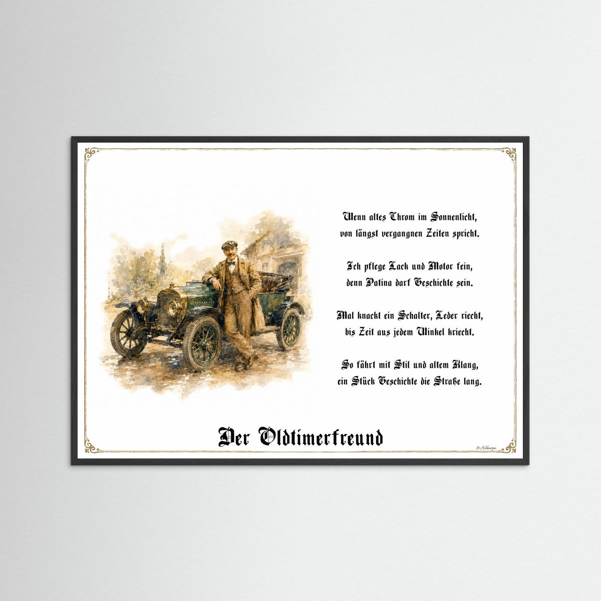 Zunftbild Der Oldtimerfreund – Beispielansicht des Kunstdrucks