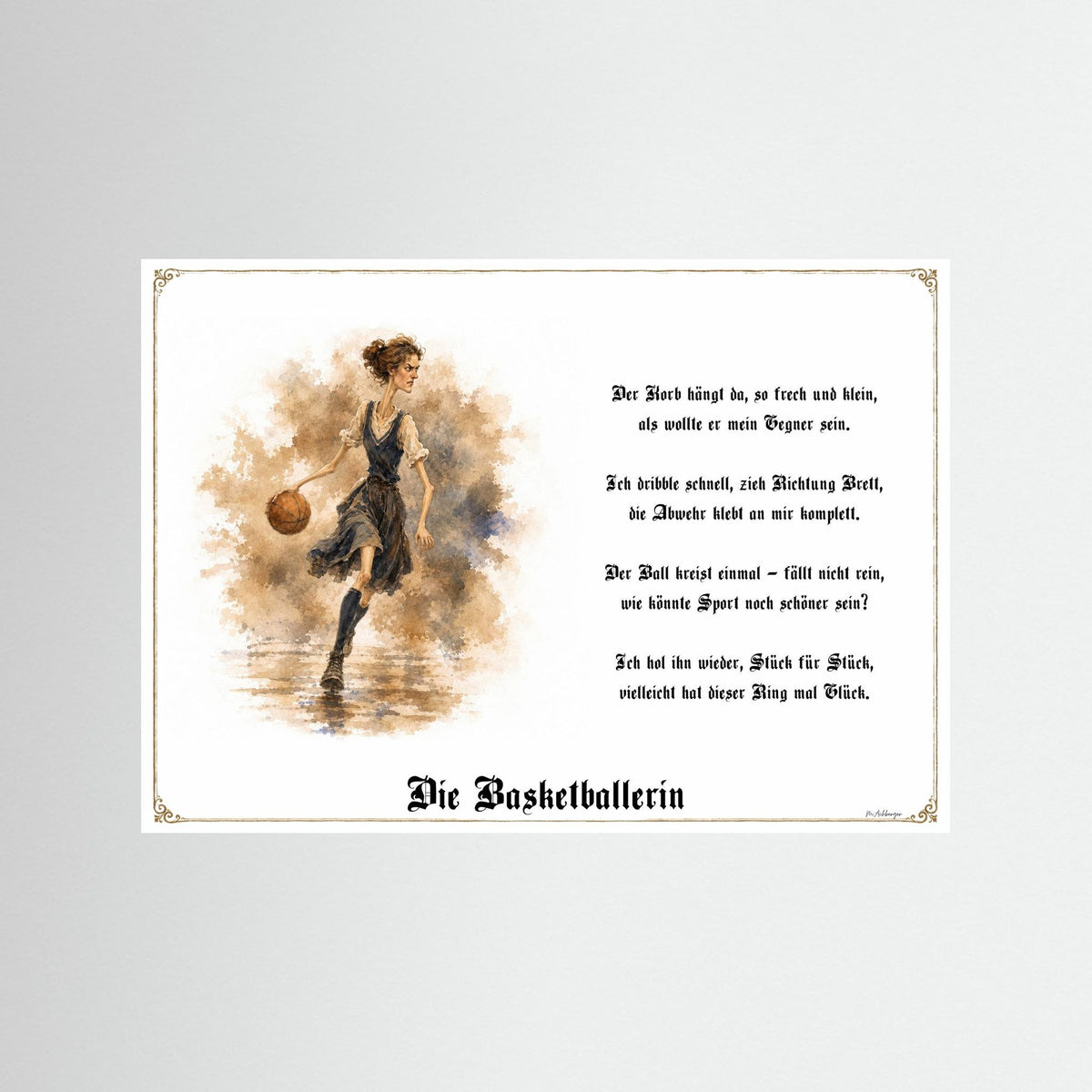Zunftbild Die Basketballerin-Griesgram – Beispielansicht des Kunstdrucks
