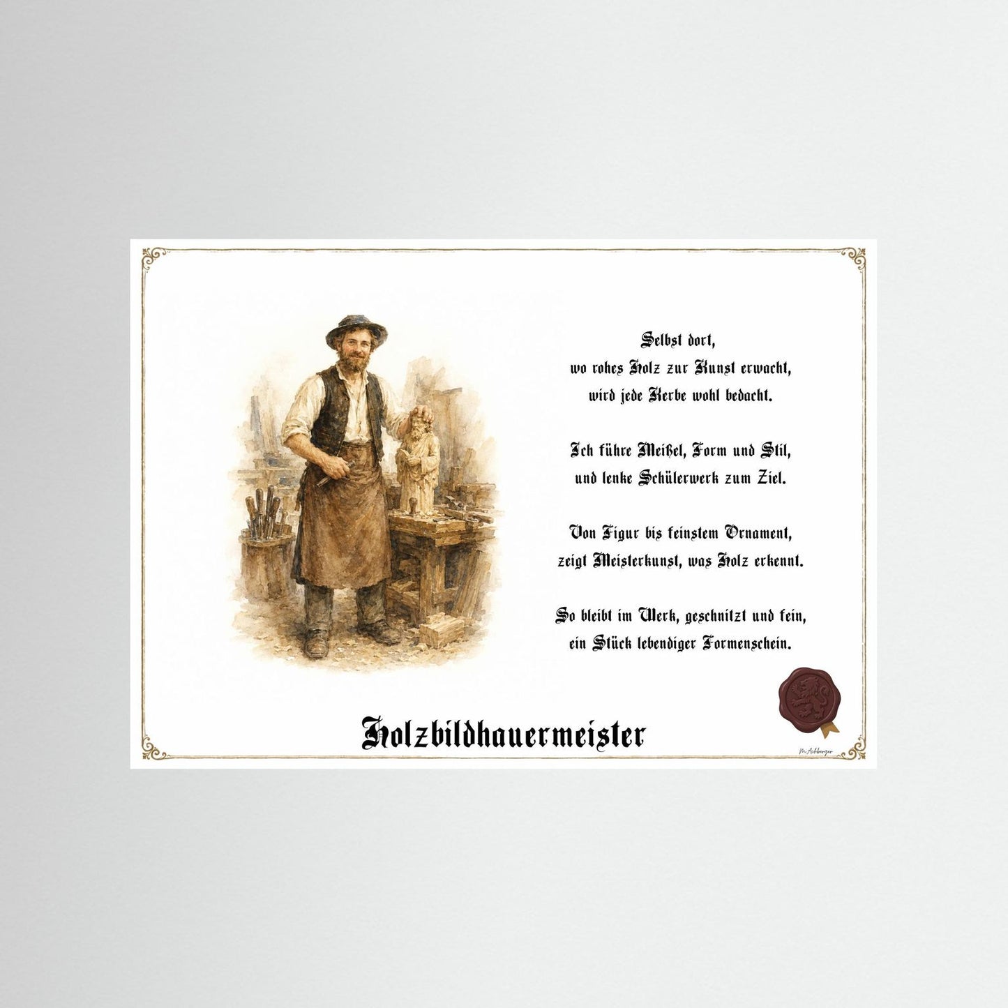 Zunftbild Holzbildhauermeister als Fine-Art-Kunstdruck ohne Rahmen
