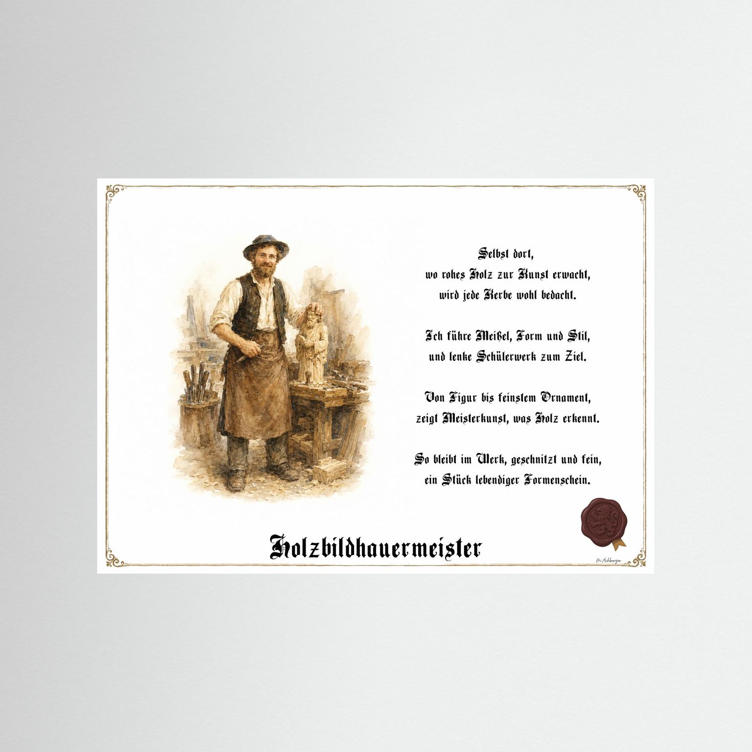 Zunftbild Holzbildhauermeister als Fine-Art-Kunstdruck ohne Rahmen