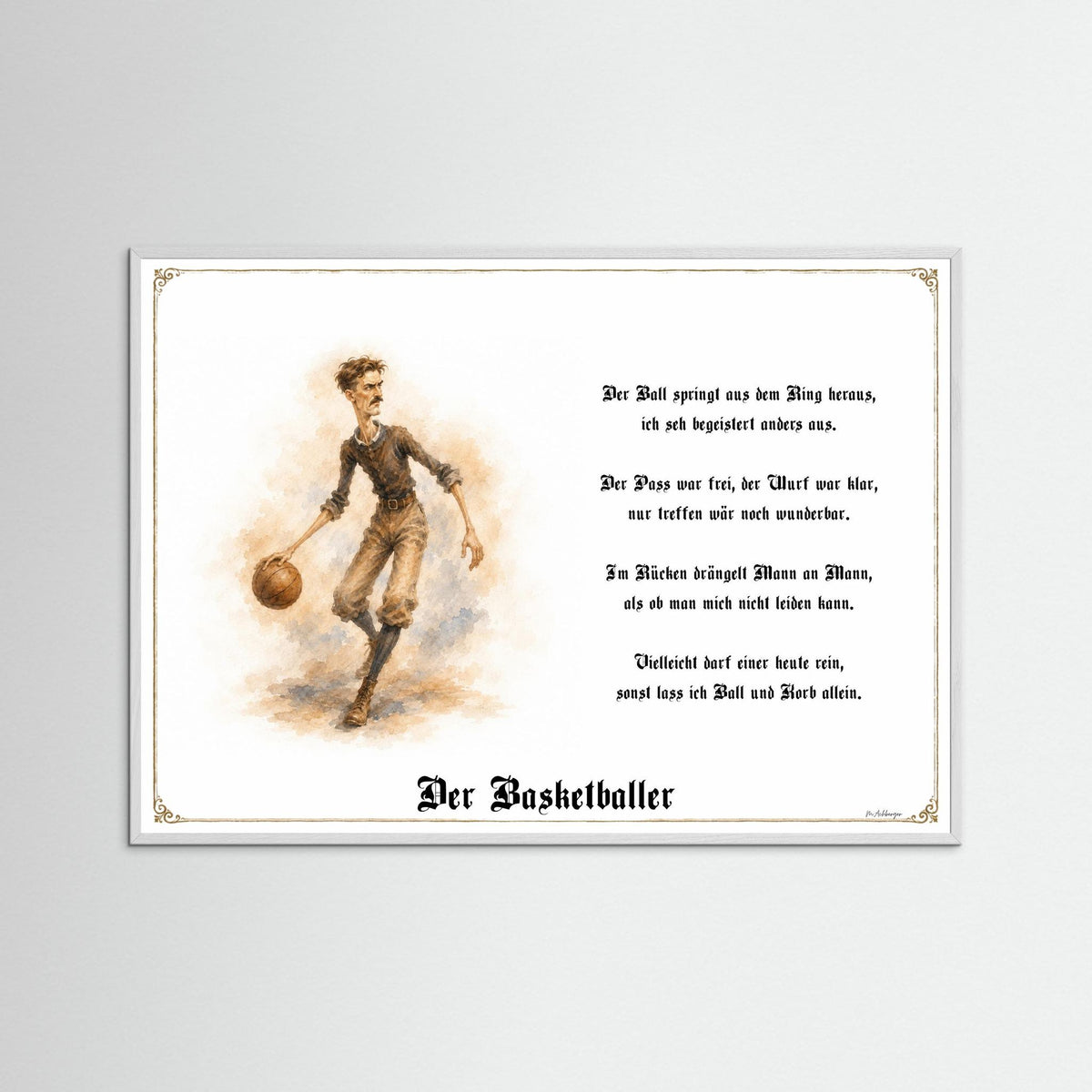 Zunftbild Der Basketballer-Griesgram – Beispielansicht des Kunstdrucks