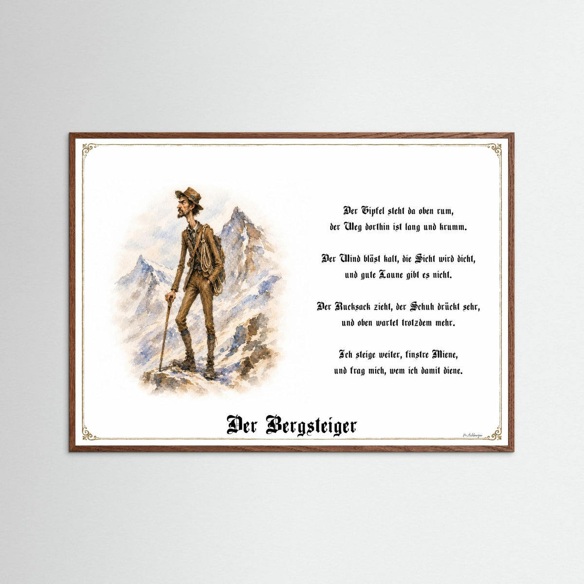 Zunftbild Der Bergsteiger-Griesgram – Beispielansicht des Kunstdrucks