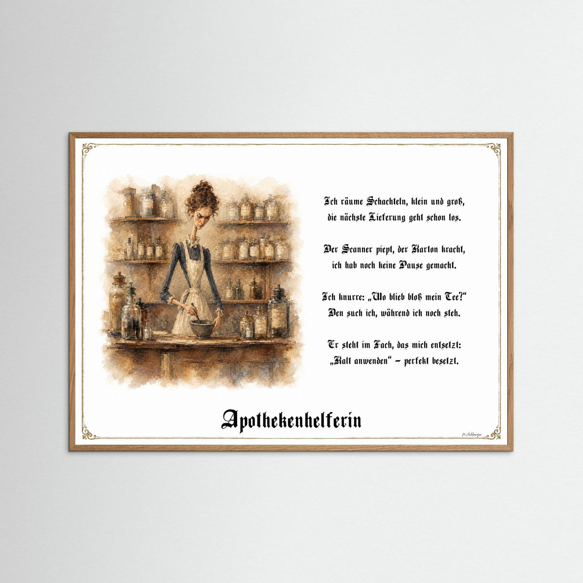 Zunftbild Die Apothekenhelferin-Griesgram – Beispielansicht des Kunstdrucks