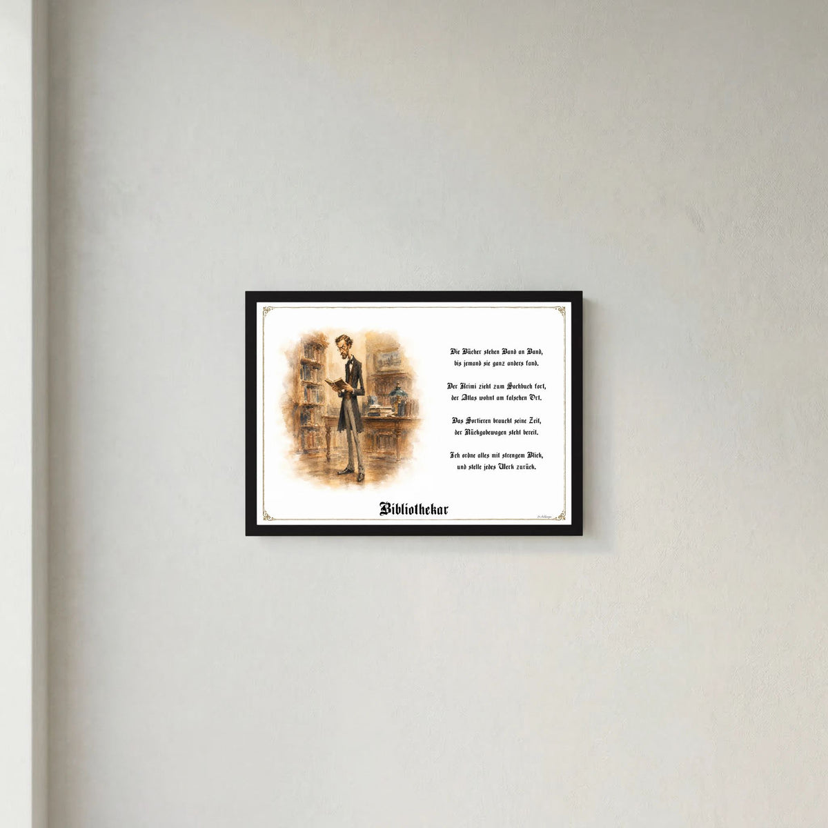 Zunftbild Der Bibliothekar-Griesgram – Beispielansicht des Kunstdrucks