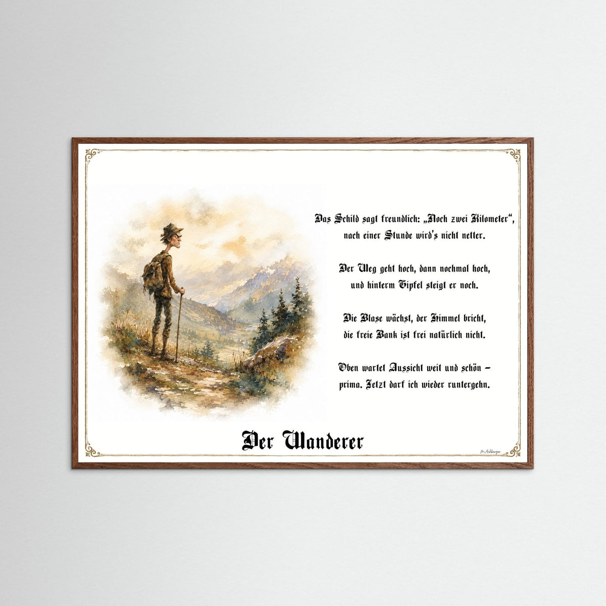 Zunftbild Der Wanderfreund-Griesgram – Beispielansicht des Kunstdrucks