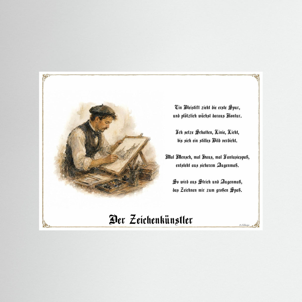 Zunftbild Der Zeichenkünstler – Beispielansicht des Kunstdrucks