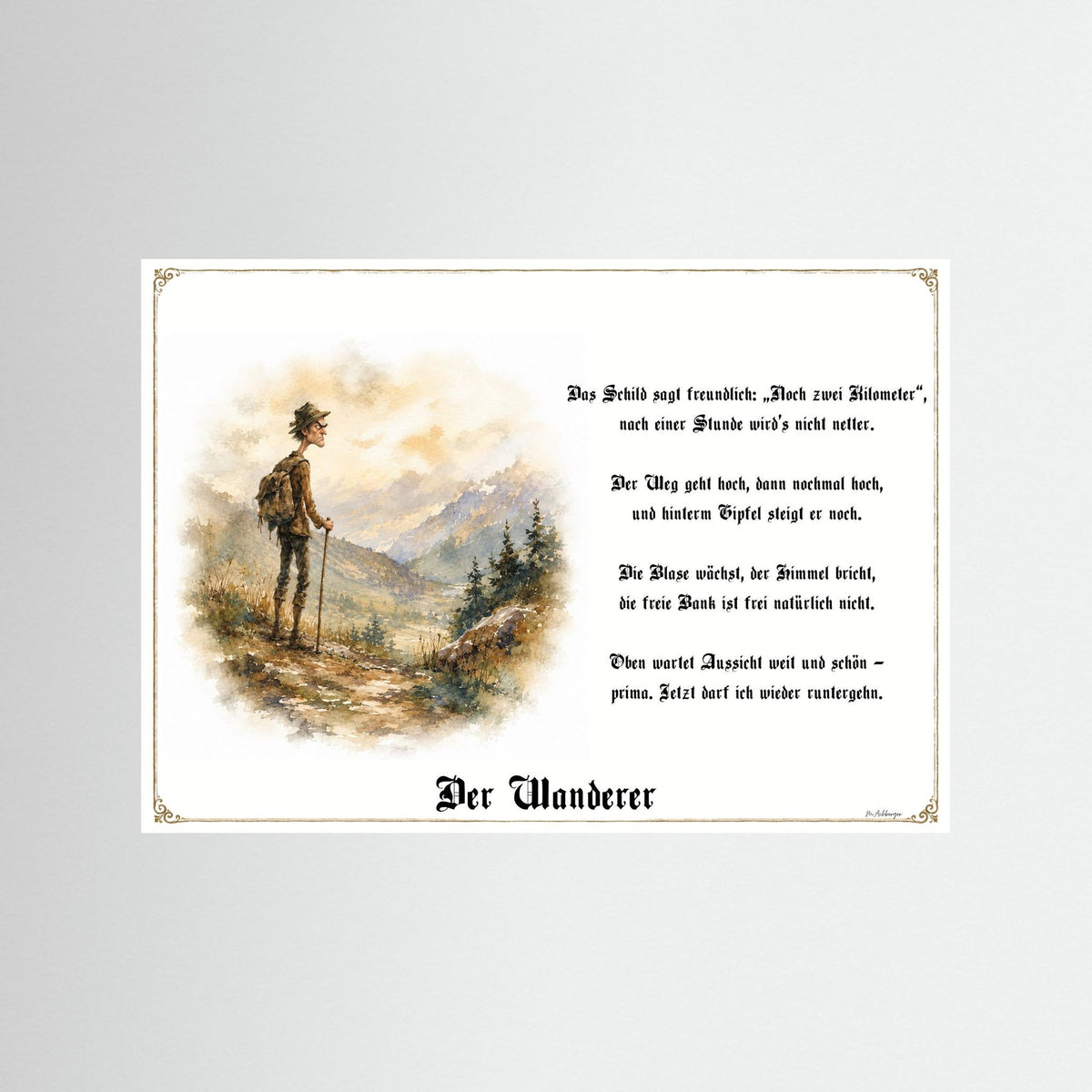 Zunftbild Der Wanderfreund-Griesgram – Beispielansicht des Kunstdrucks