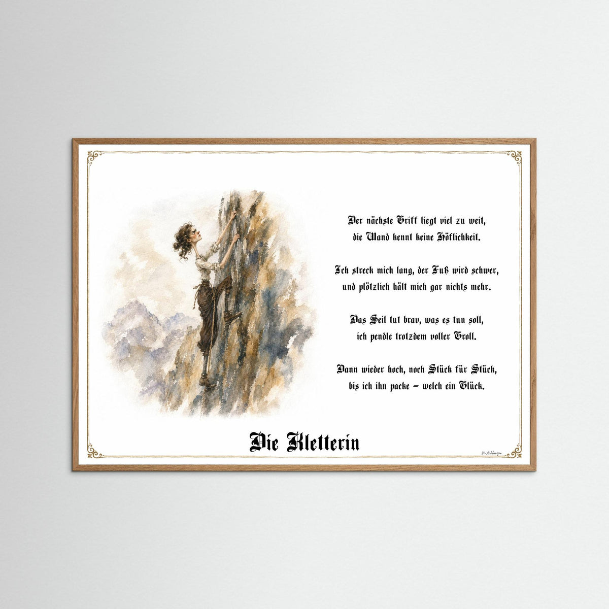 Zunftbild Die Kletterin-Griesgram – Beispielansicht des Kunstdrucks