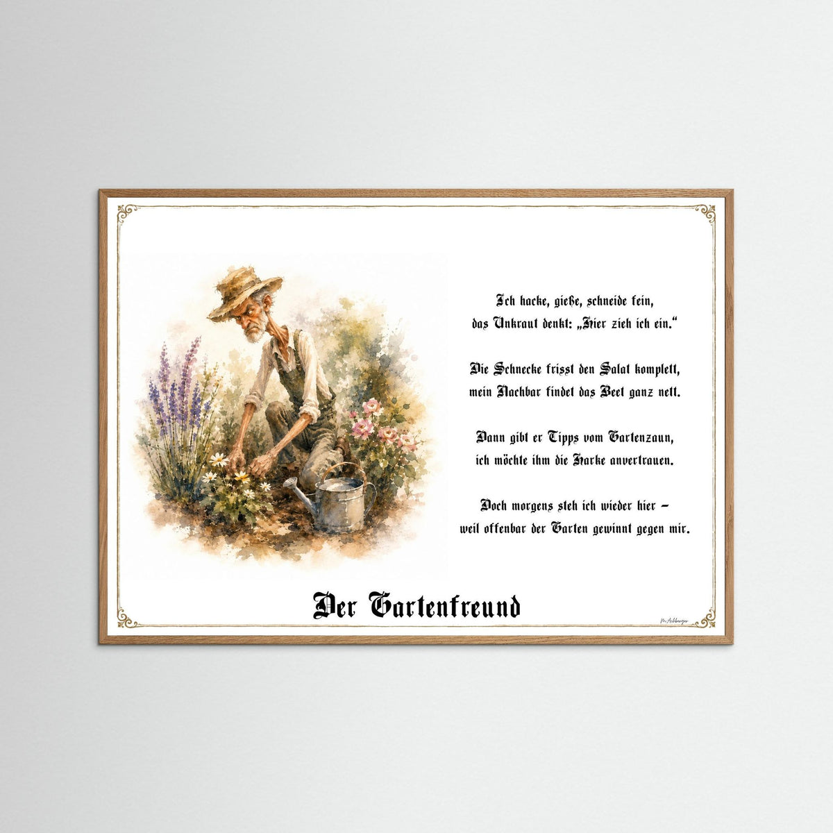 Zunftbild Der Gartenfreund-Griesgram – Beispielansicht des Kunstdrucks