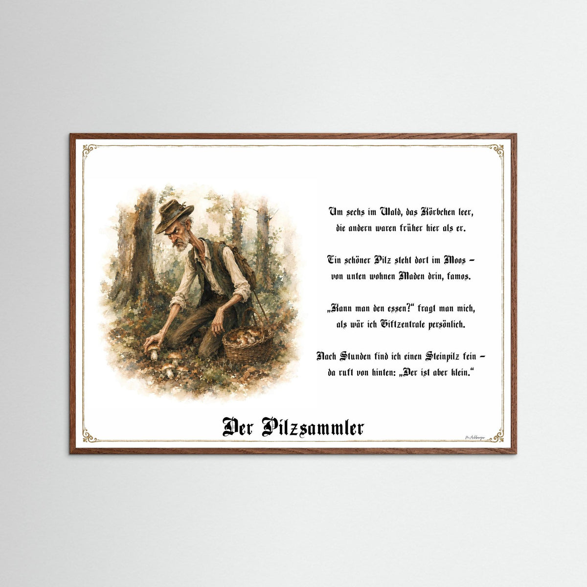 Zunftbild Der Pilzsammler-Griesgram – Beispielansicht des Kunstdrucks