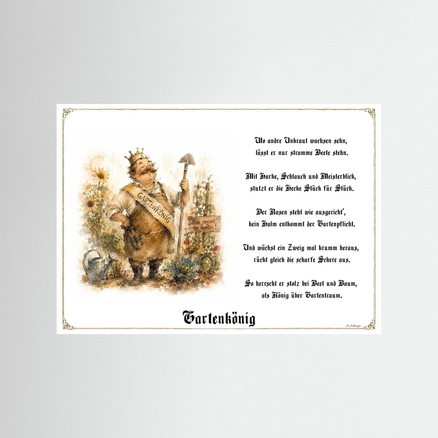 Gartenkönig Kunstdruck als Geschenk ohne Rahmen