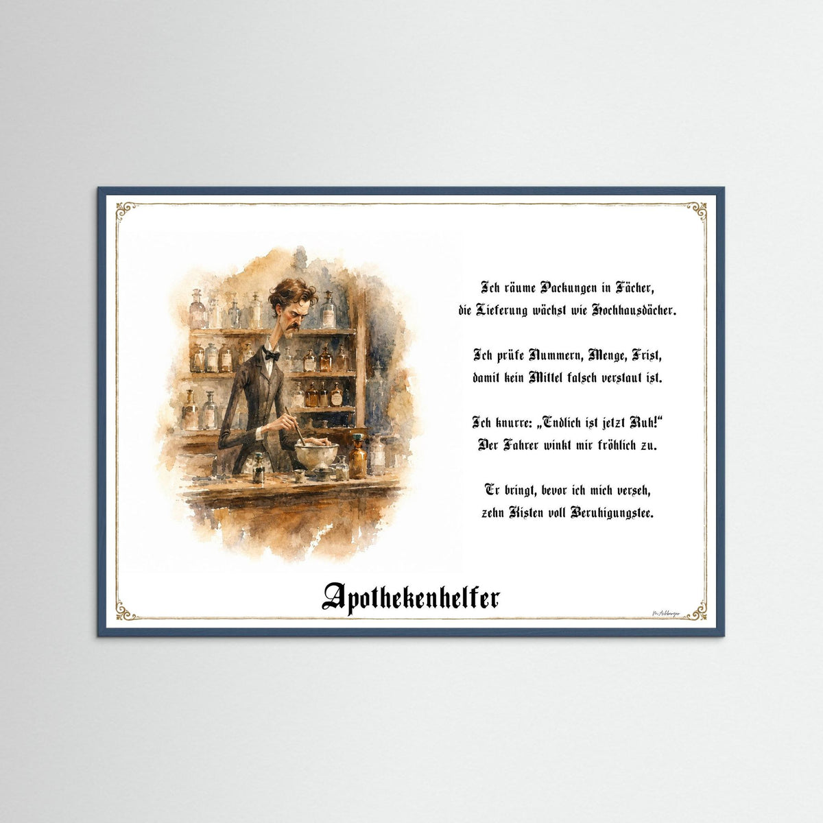 Zunftbild Der Apothekenhelfer-Griesgram – Beispielansicht des Kunstdrucks
