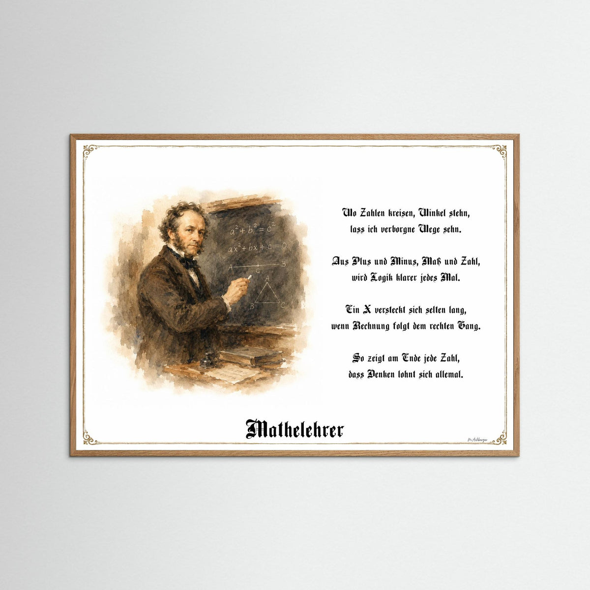 Zunftbild Mathelehrer – Beispielansicht des Kunstdrucks
