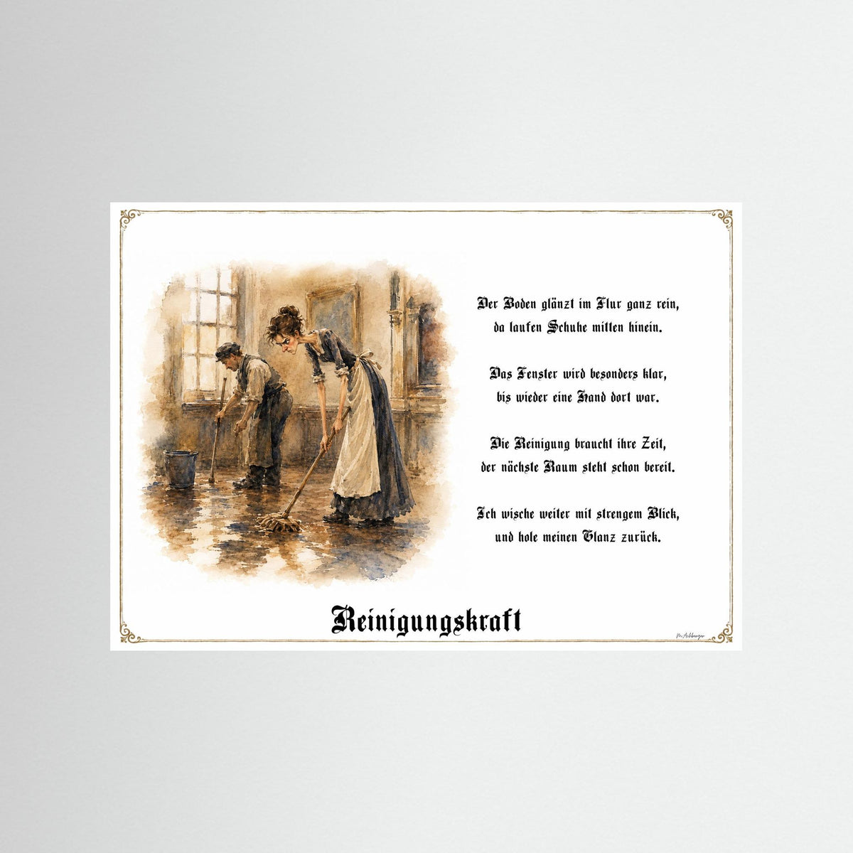 Zunftbild Die Reinigungskraft-Griesgram – Beispielansicht des Kunstdrucks