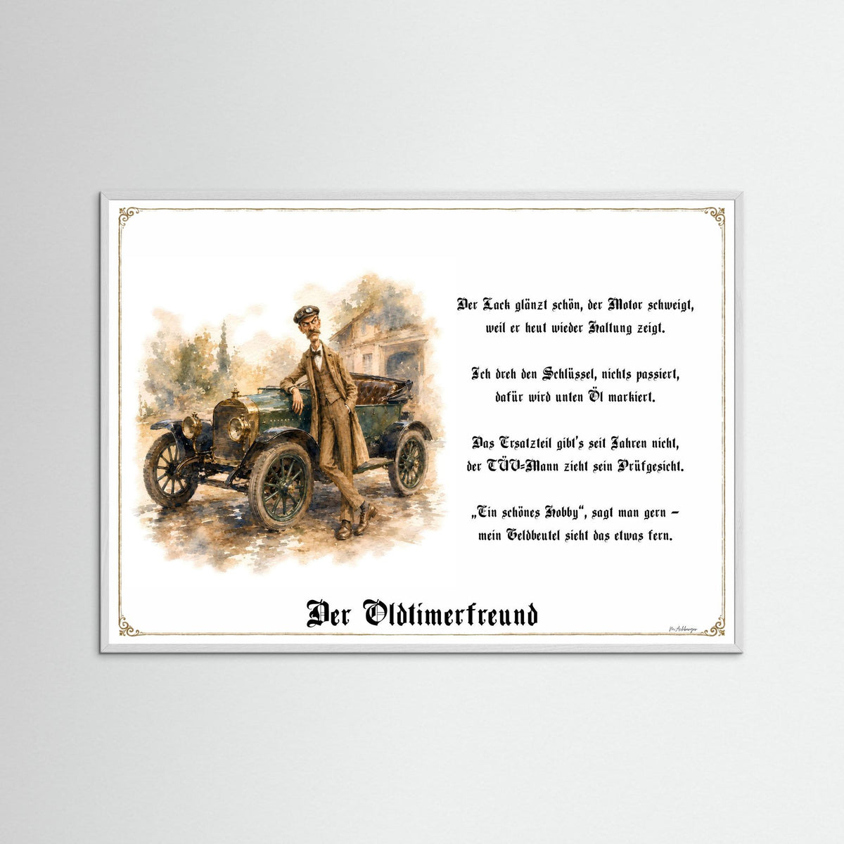 Zunftbild Der Oldtimerfreund-Griesgram – Beispielansicht des Kunstdrucks