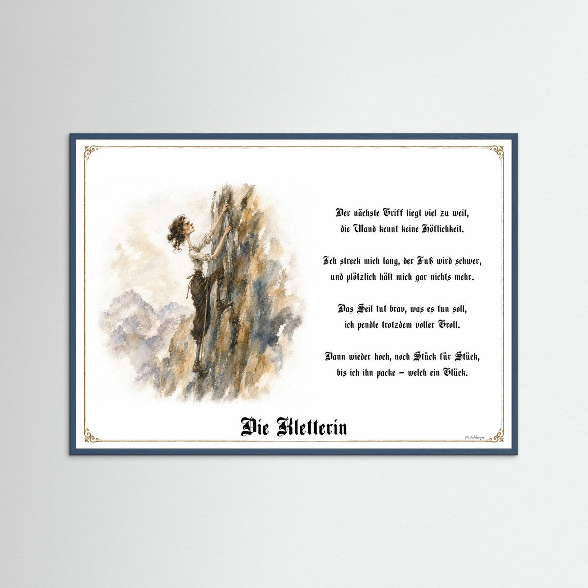 Zunftbild Die Kletterin-Griesgram – Beispielansicht des Kunstdrucks
