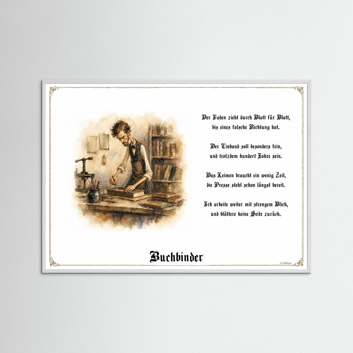 Zunftbild Der Buchbinder-Griesgram – Beispielansicht des Kunstdrucks