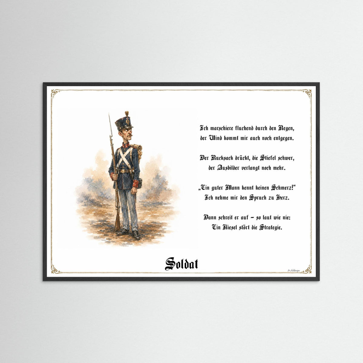 Zunftbild Der Soldat-Griesgram – Beispielansicht des Kunstdrucks
