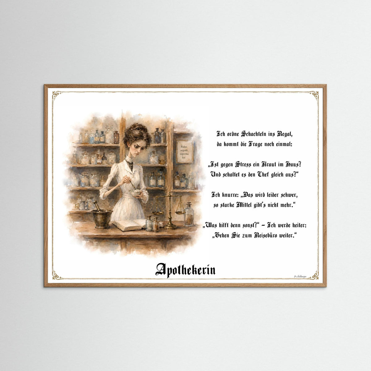 Zunftbild Die Apothekerin-Griesgram – Beispielansicht des Kunstdrucks