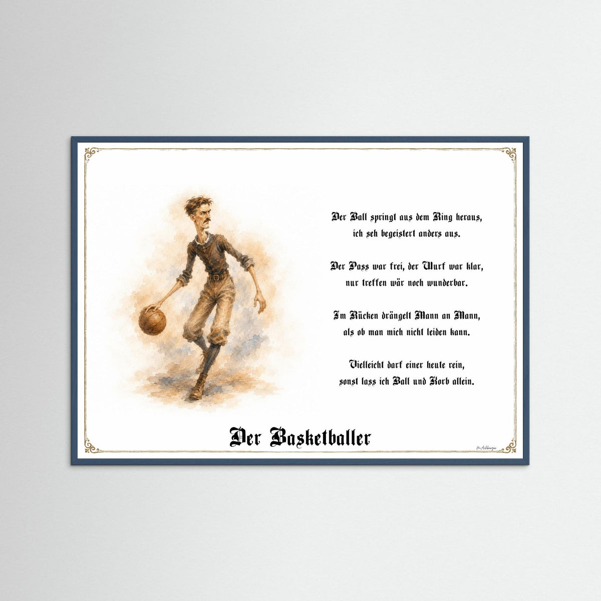 Zunftbild Der Basketballer-Griesgram – Beispielansicht des Kunstdrucks