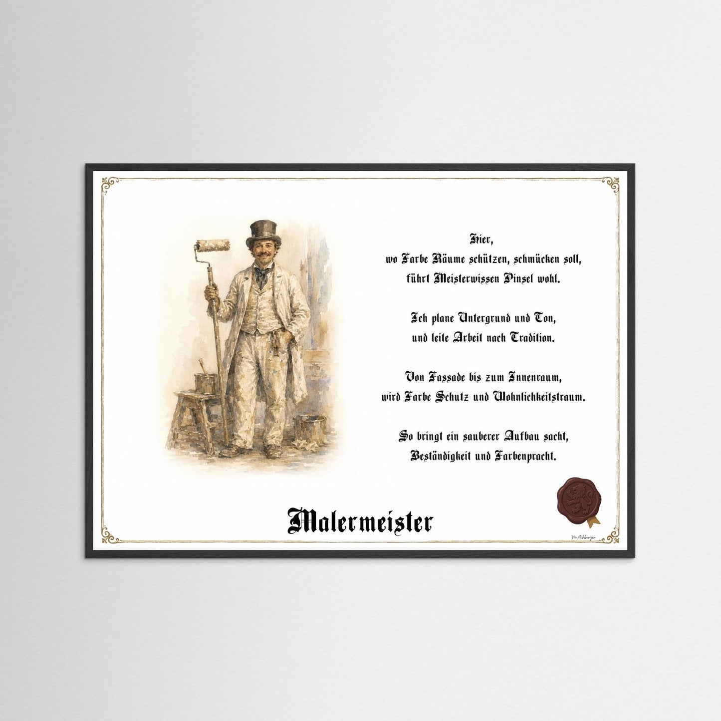 Zunftbild Malermeister mit schwarzem Holzrahmen