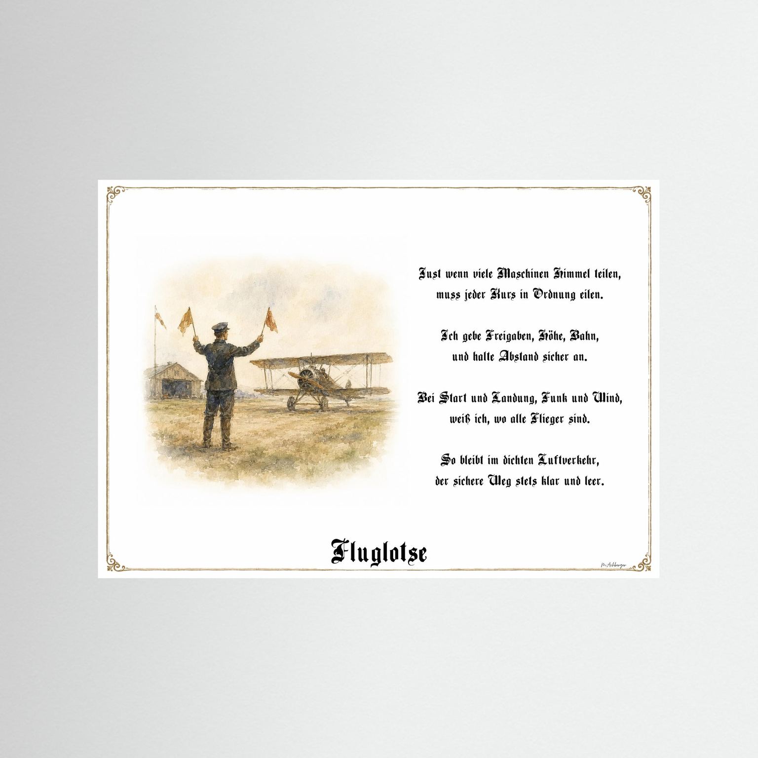 Zunftbild Fluglotse als Fine-Art-Kunstdruck ohne Rahmen
