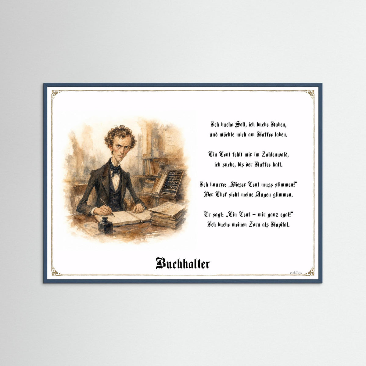 Zunftbild Der Buchhalter-Griesgram – Beispielansicht des Kunstdrucks