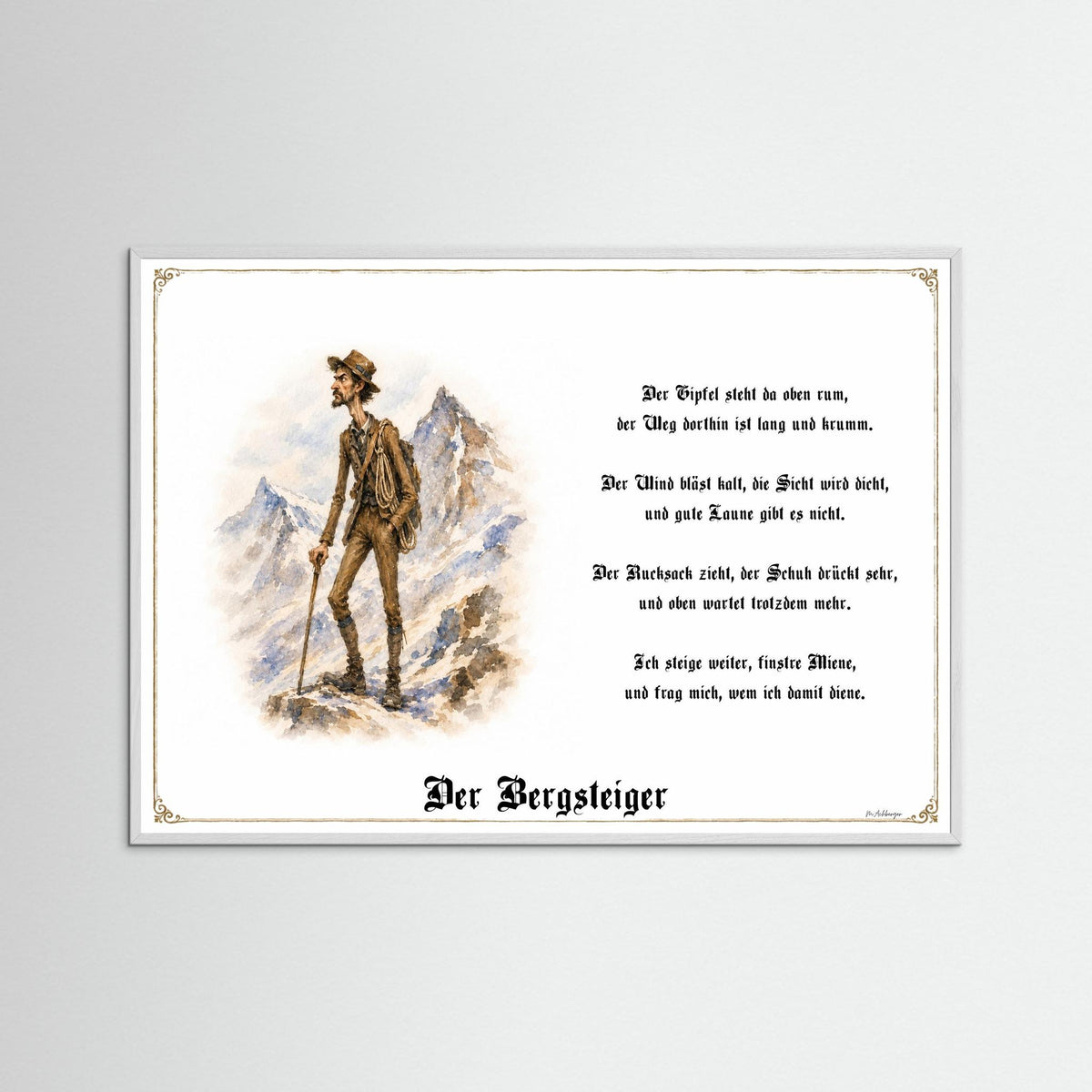 Zunftbild Der Bergsteiger-Griesgram – Beispielansicht des Kunstdrucks
