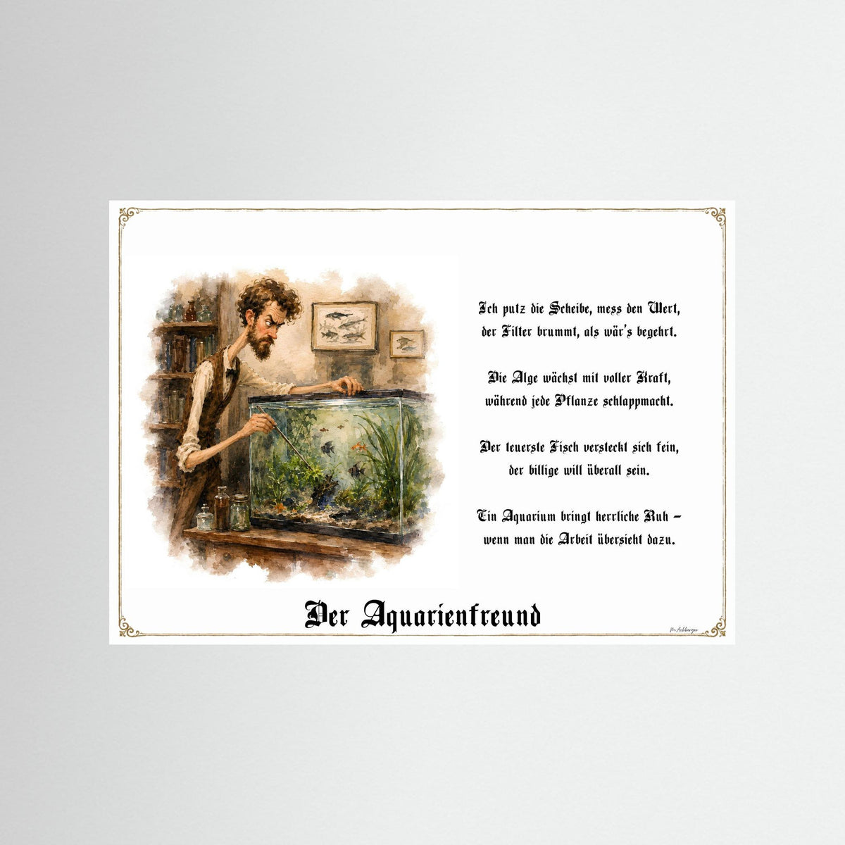 Zunftbild Der Aquarienfreund-Griesgram – Beispielansicht des Kunstdrucks