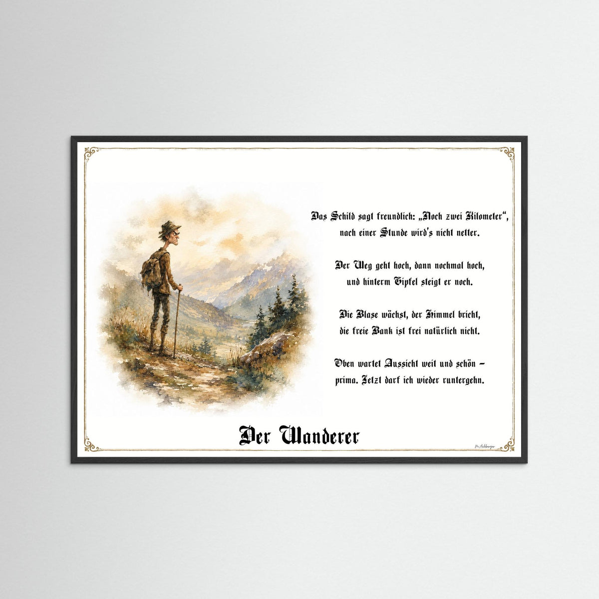 Zunftbild Der Wanderfreund-Griesgram – Beispielansicht des Kunstdrucks