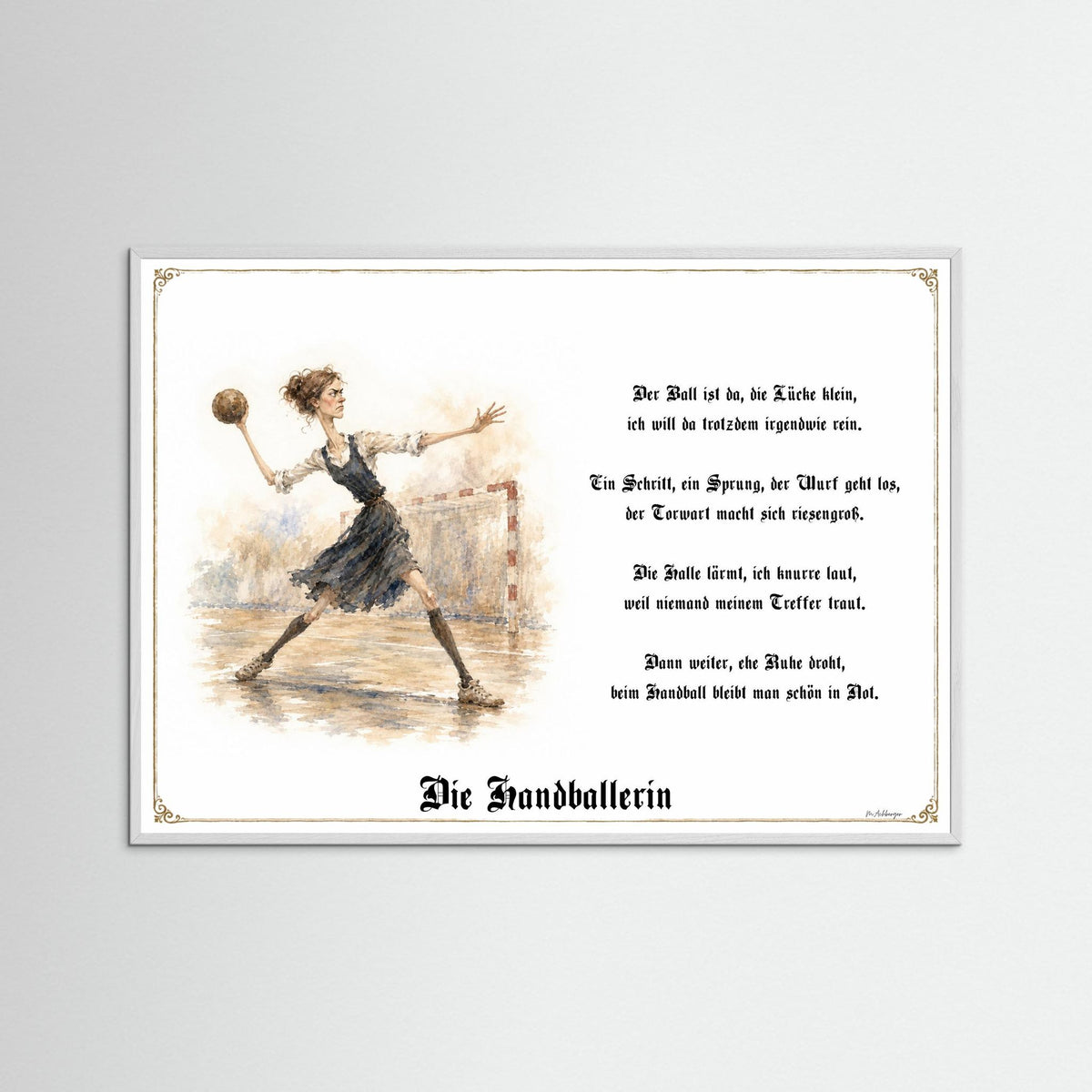 Zunftbild Die Handballerin-Griesgram – Beispielansicht des Kunstdrucks