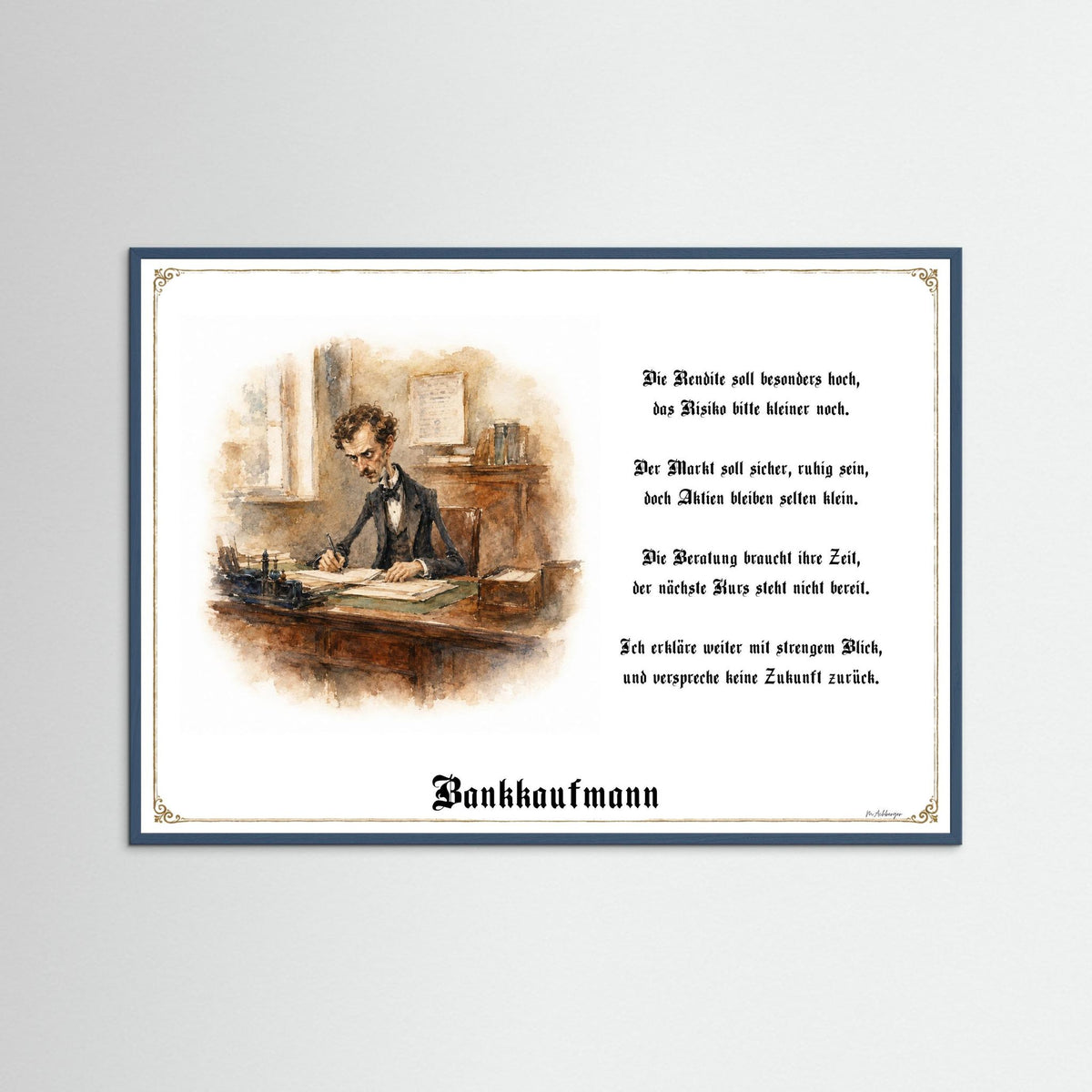 Zunftbild Der Bankkaufmann-Griesgram – Beispielansicht des Kunstdrucks