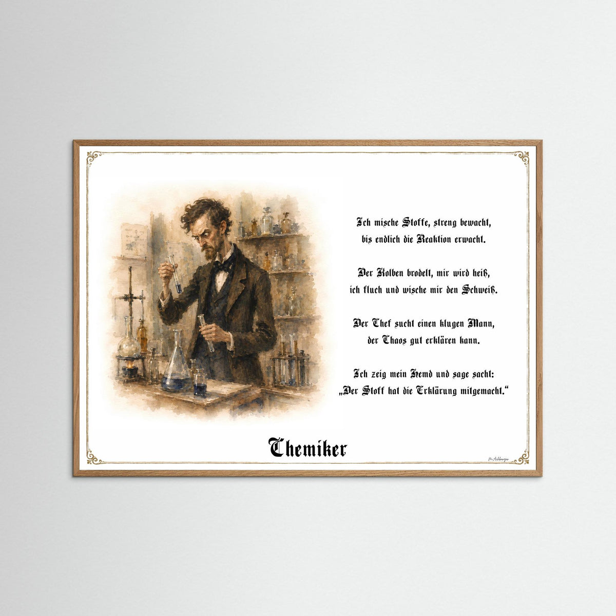 Zunftbild Der Chemiker-Griesgram – Beispielansicht des Kunstdrucks