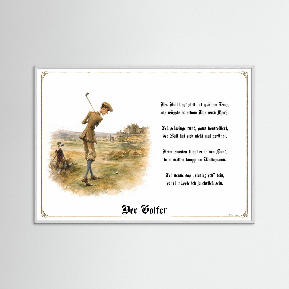 Zunftbild Der Golfer-Griesgram – Beispielansicht des Kunstdrucks