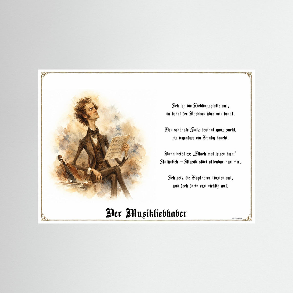 Zunftbild Der Musikliebhaber-Griesgram – Beispielansicht des Kunstdrucks