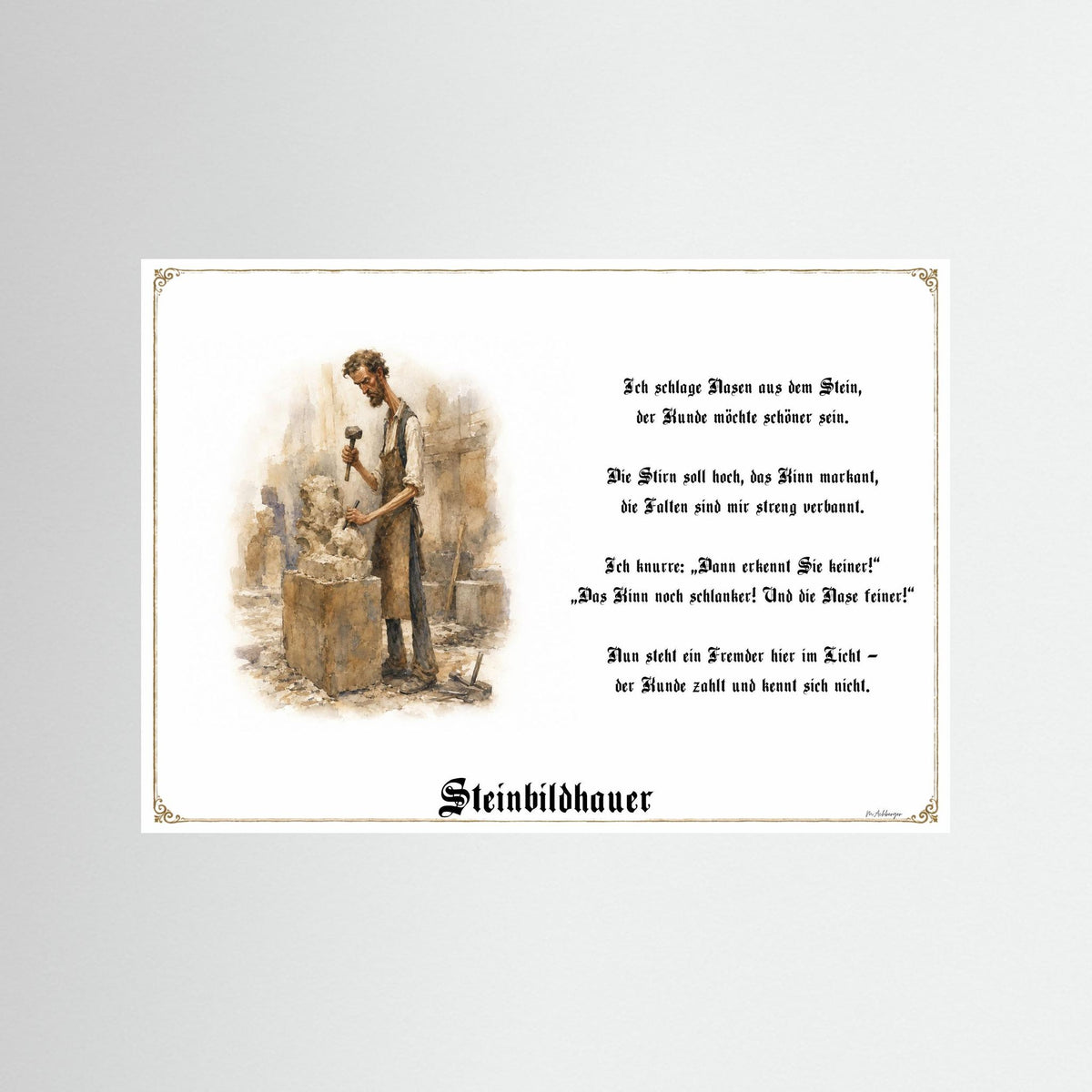 Zunftbild Der Steinbildhauer-Griesgram – Beispielansicht des Kunstdrucks