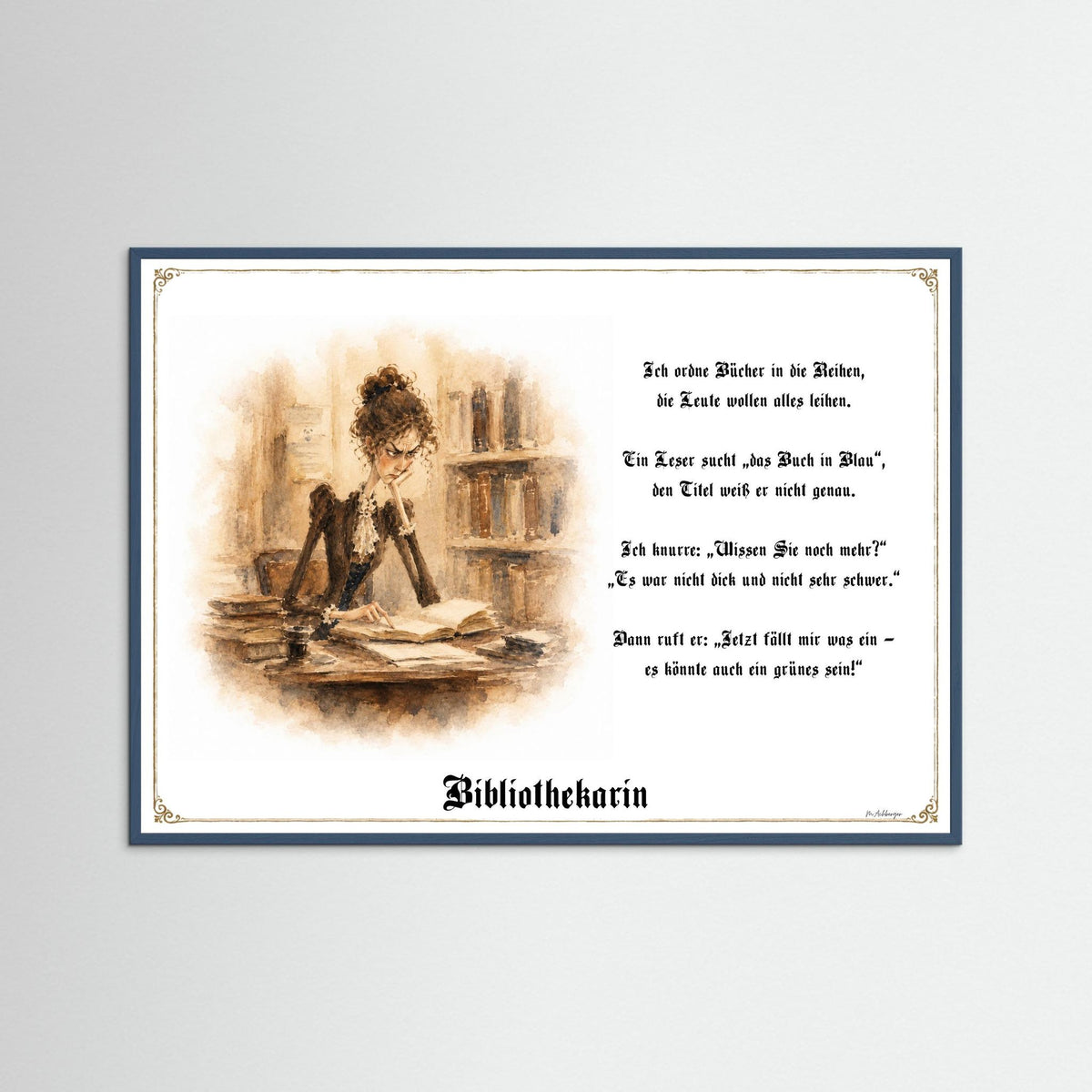 Zunftbild Die Bibliothekarin-Griesgram – Beispielansicht des Kunstdrucks