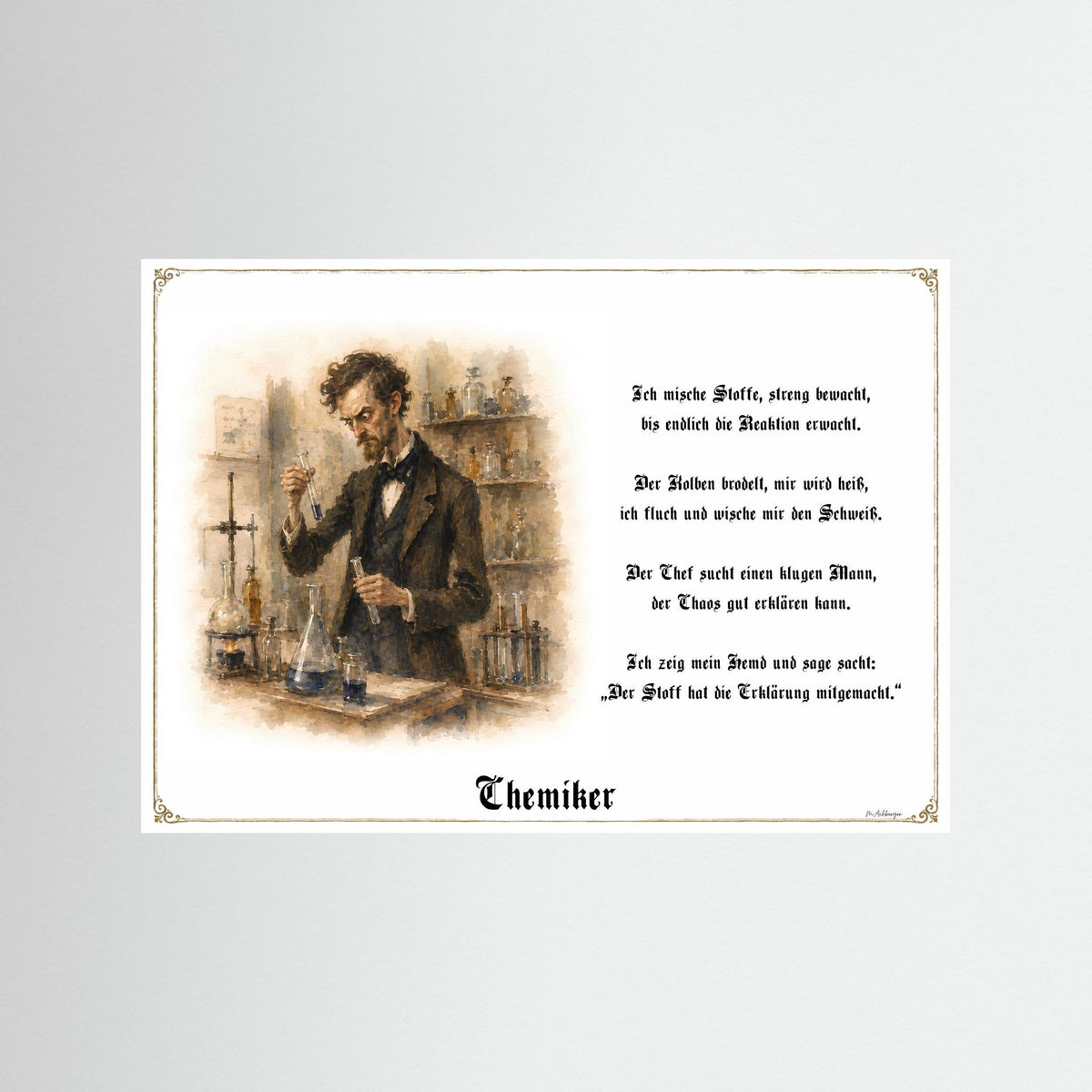 Zunftbild Der Chemiker-Griesgram – Beispielansicht des Kunstdrucks
